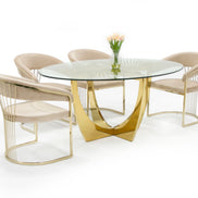 Chambers - Glass & Gold Dining Table