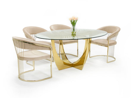 Chambers - Glass & Gold Dining Table