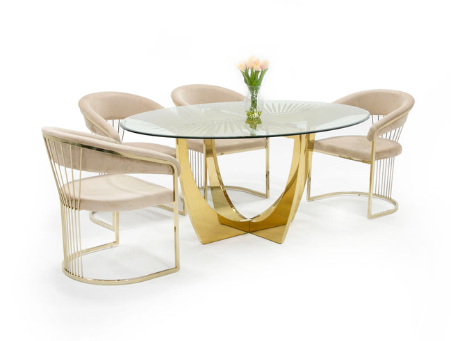 Chambers - Glass & Gold Dining Table