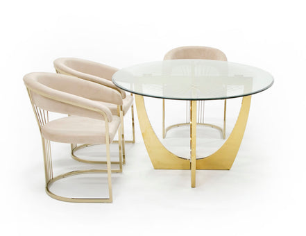Chambers - Glass & Gold Dining Table - image 4