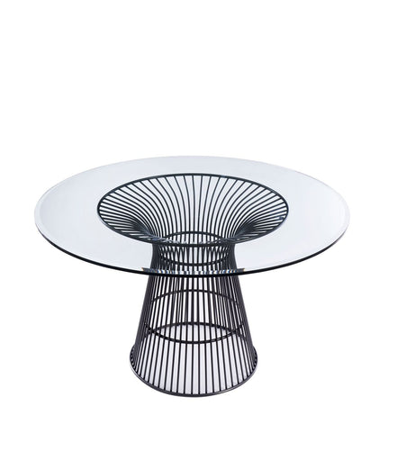 Chandler - Modern Round Glass & Black Stainless Steel Dining Table