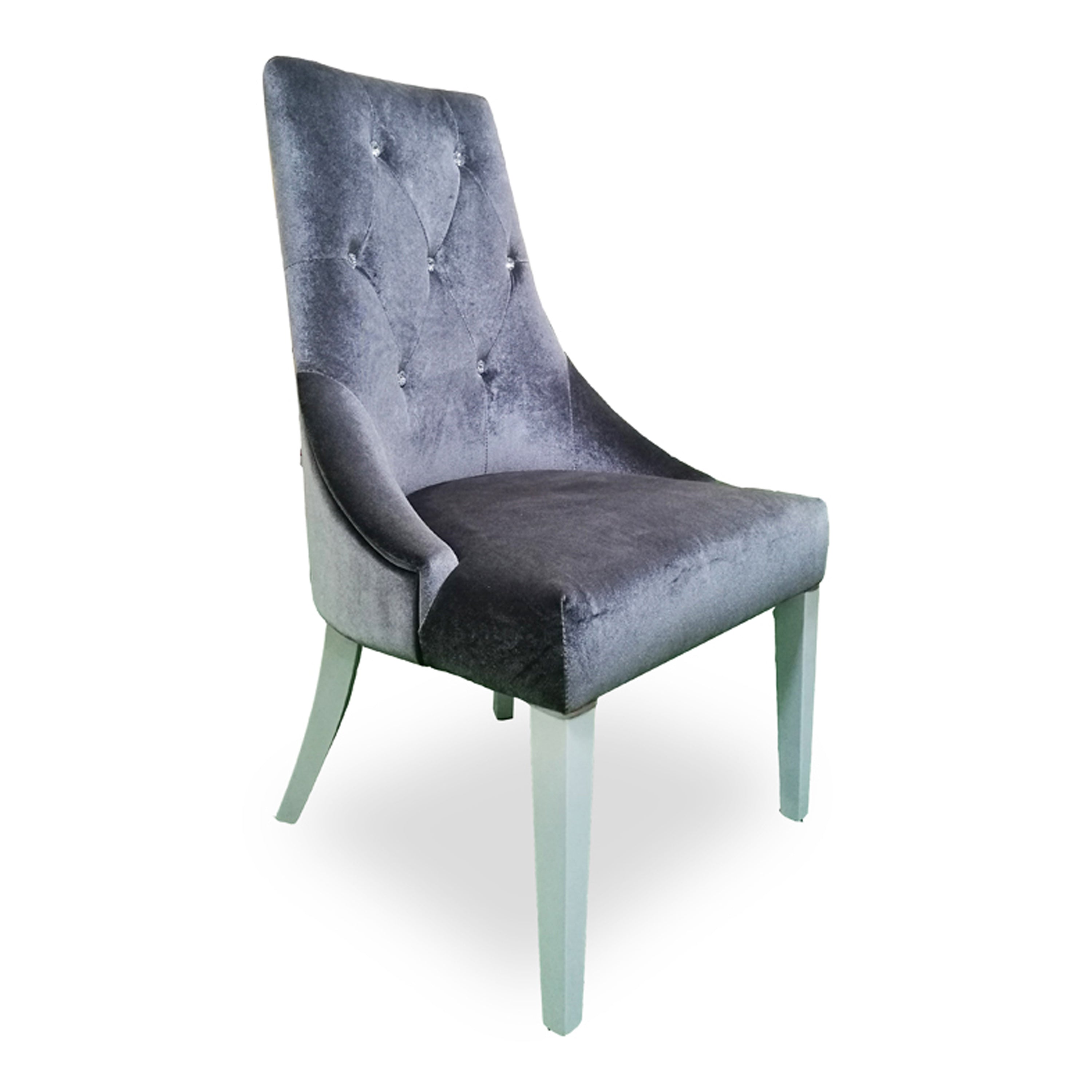 Charlotte - Grey Velour & White High Gloss Dining Chair (Set of 2) - image 5