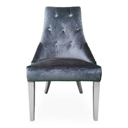 Charlotte - Grey Velour & White High Gloss Dining Chair (Set of 2) - image 4