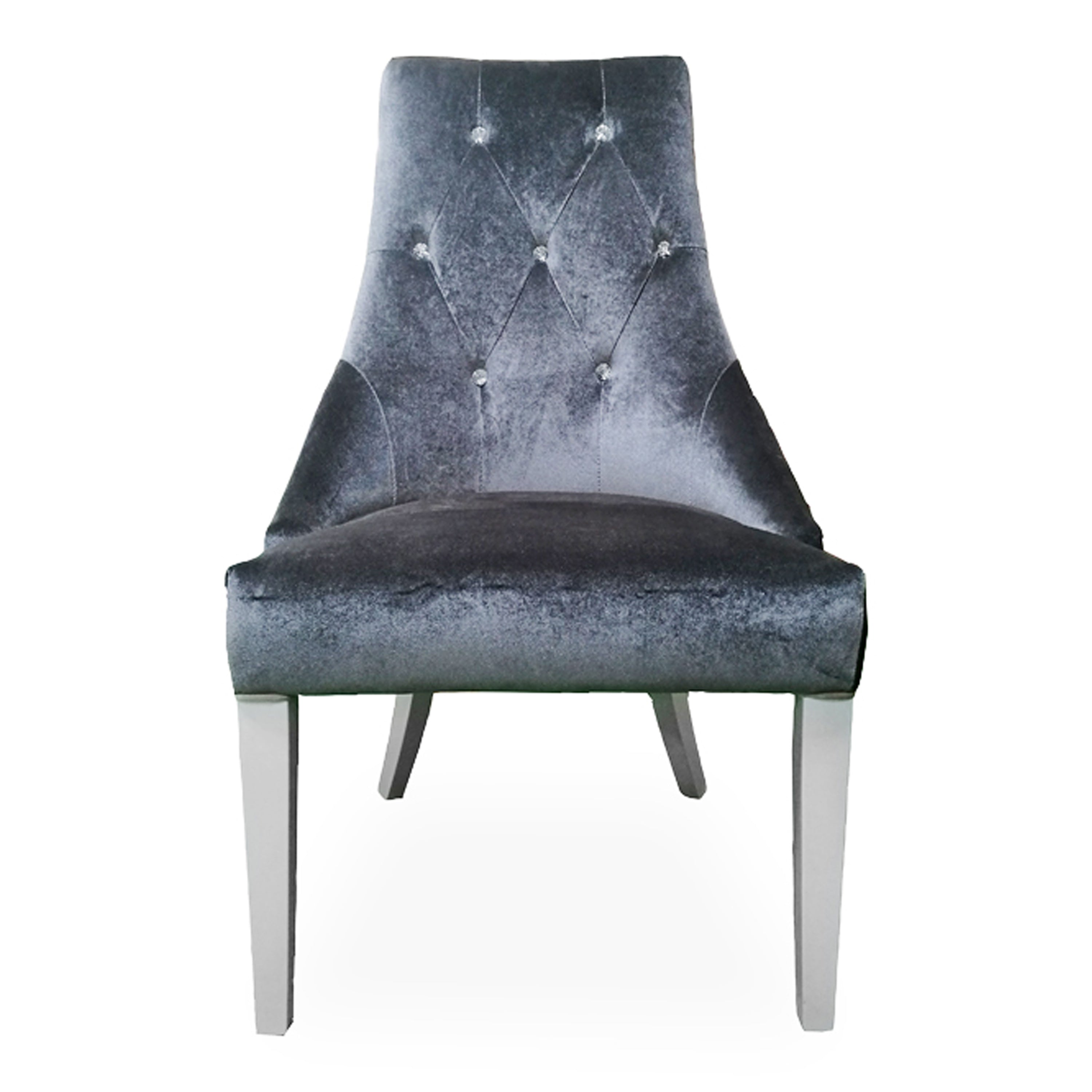 Charlotte - Grey Velour & White High Gloss Dining Chair (Set of 2) - image 4