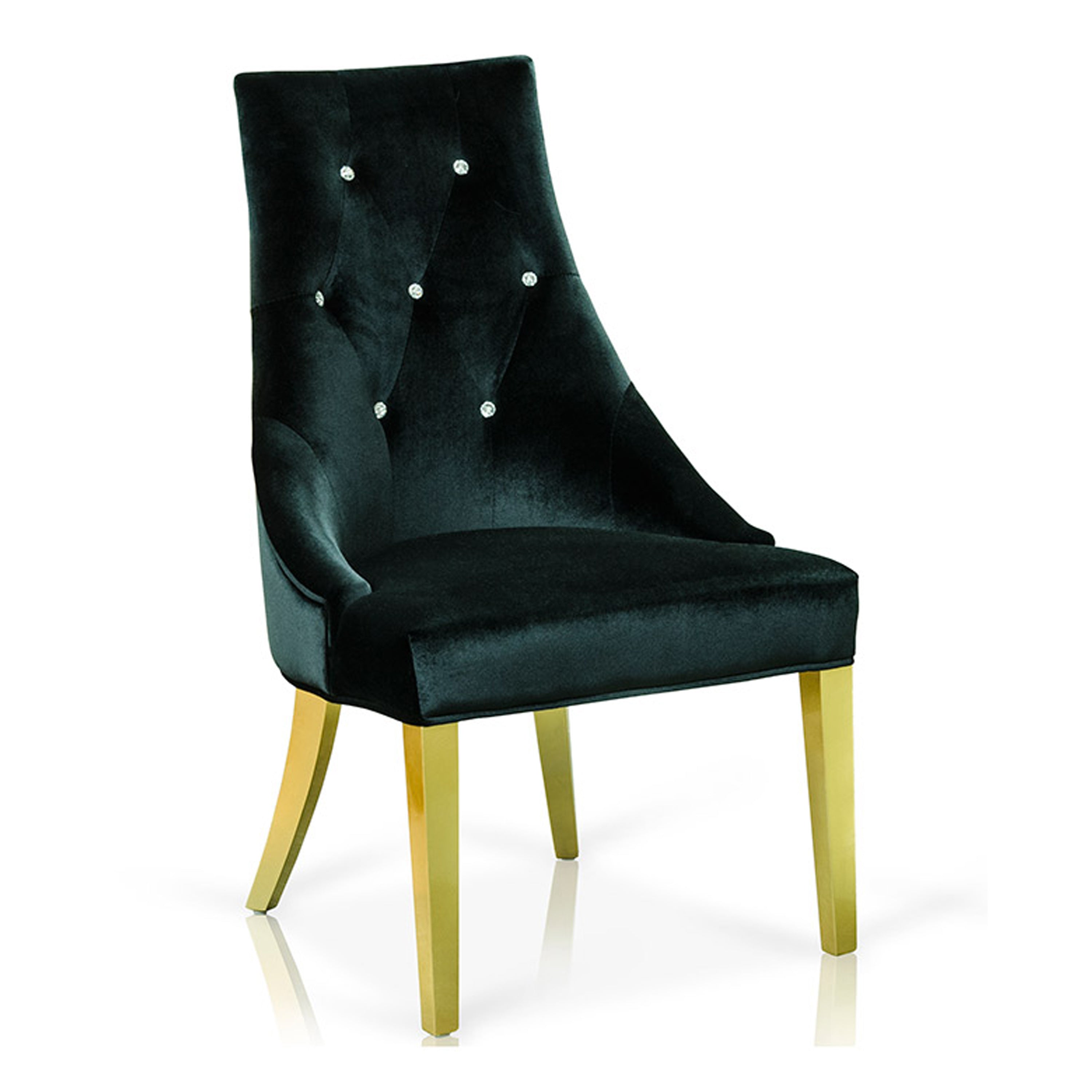 Charlotte Black Velour With Gold Legs Dining Chair - image 5