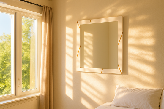 Nixa - Modern White & Gold Mirror - image 2