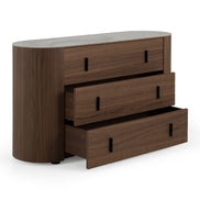 Chelton - Contemporary White Ceramic & Walnut 3-Drawer Dresser - image 2