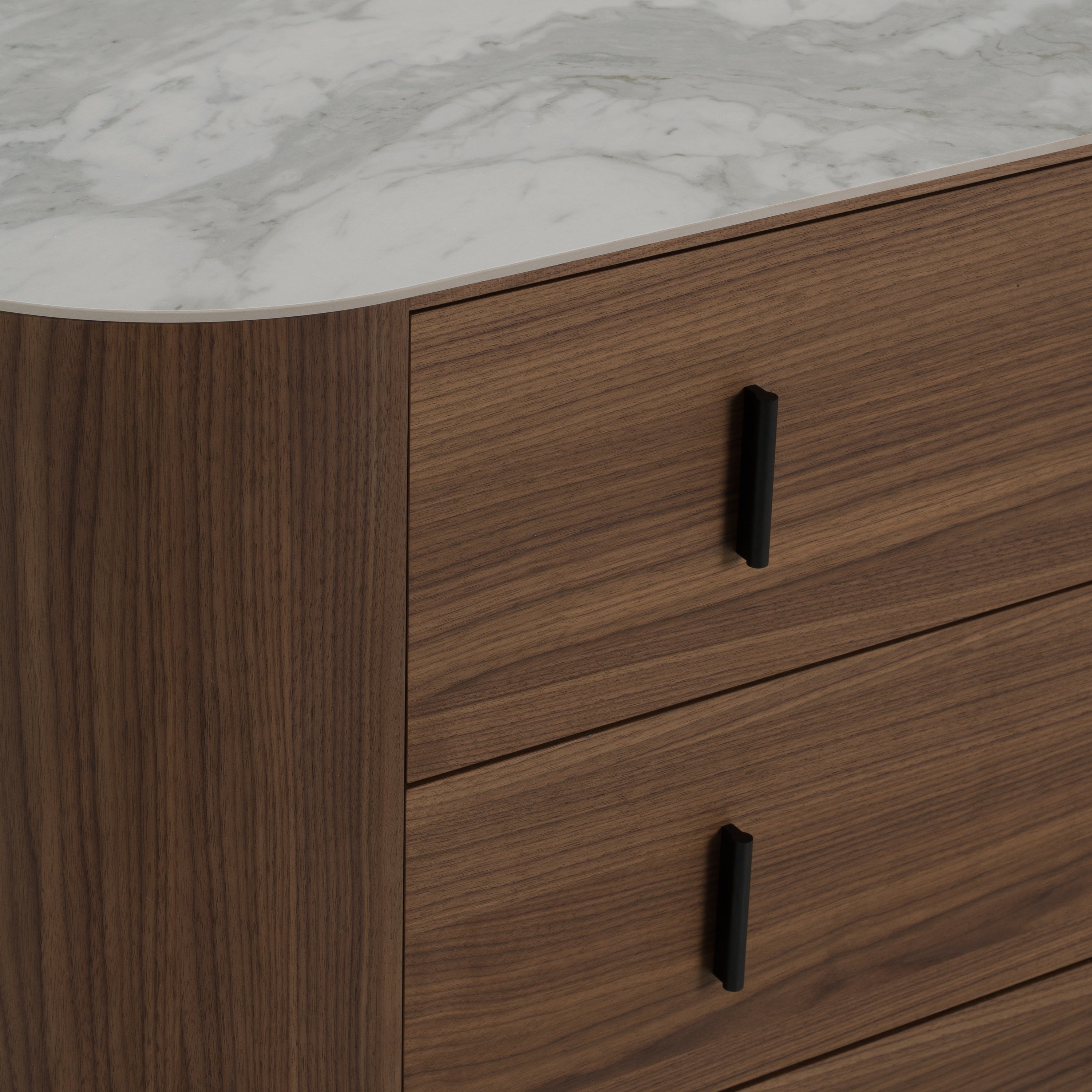 Chelton - Contemporary White Ceramic & Walnut 3-Drawer Dresser - image 5