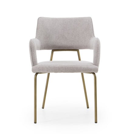 Childers - Modern Grey Fabric + Antique Brass Dining Chair