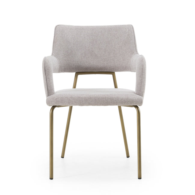 Childers - Modern Grey Fabric + Antique Brass Dining Chair