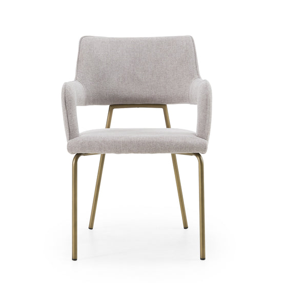 Childers - Modern Grey Fabric + Antique Brass Dining Chair