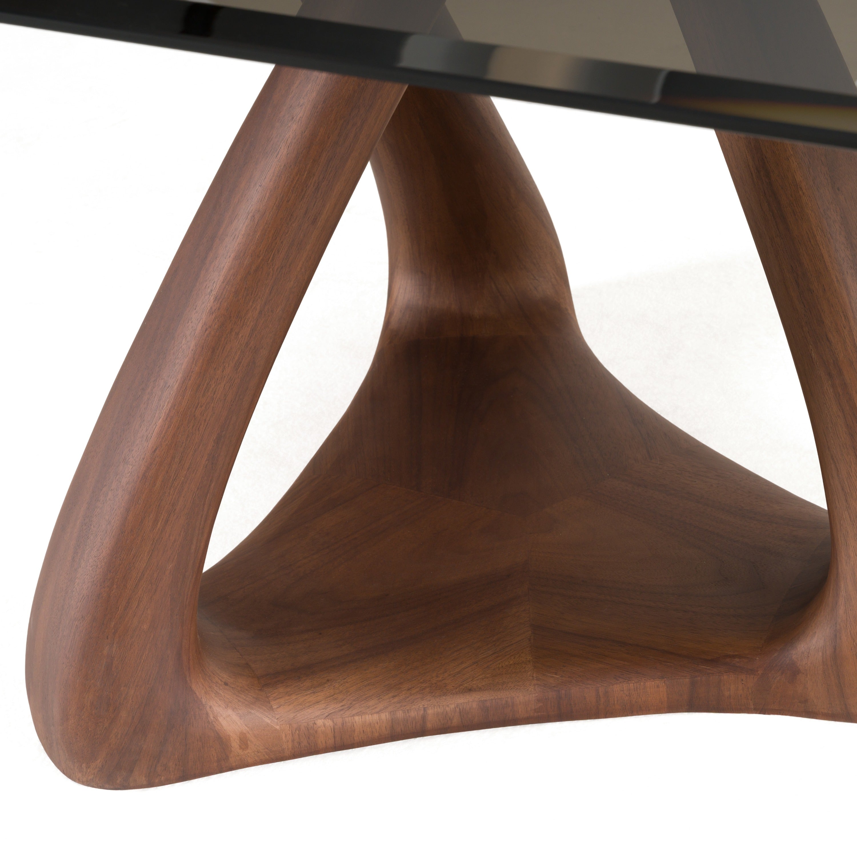 Christy - Mid-Century Modern Grey Glass + Walnut Oval Dining Table - image 5