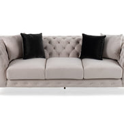 Clarice - Transitional Light Beige Velvet Sofa
