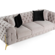 Clarice - Transitional Light Beige Velvet Sofa - image 2