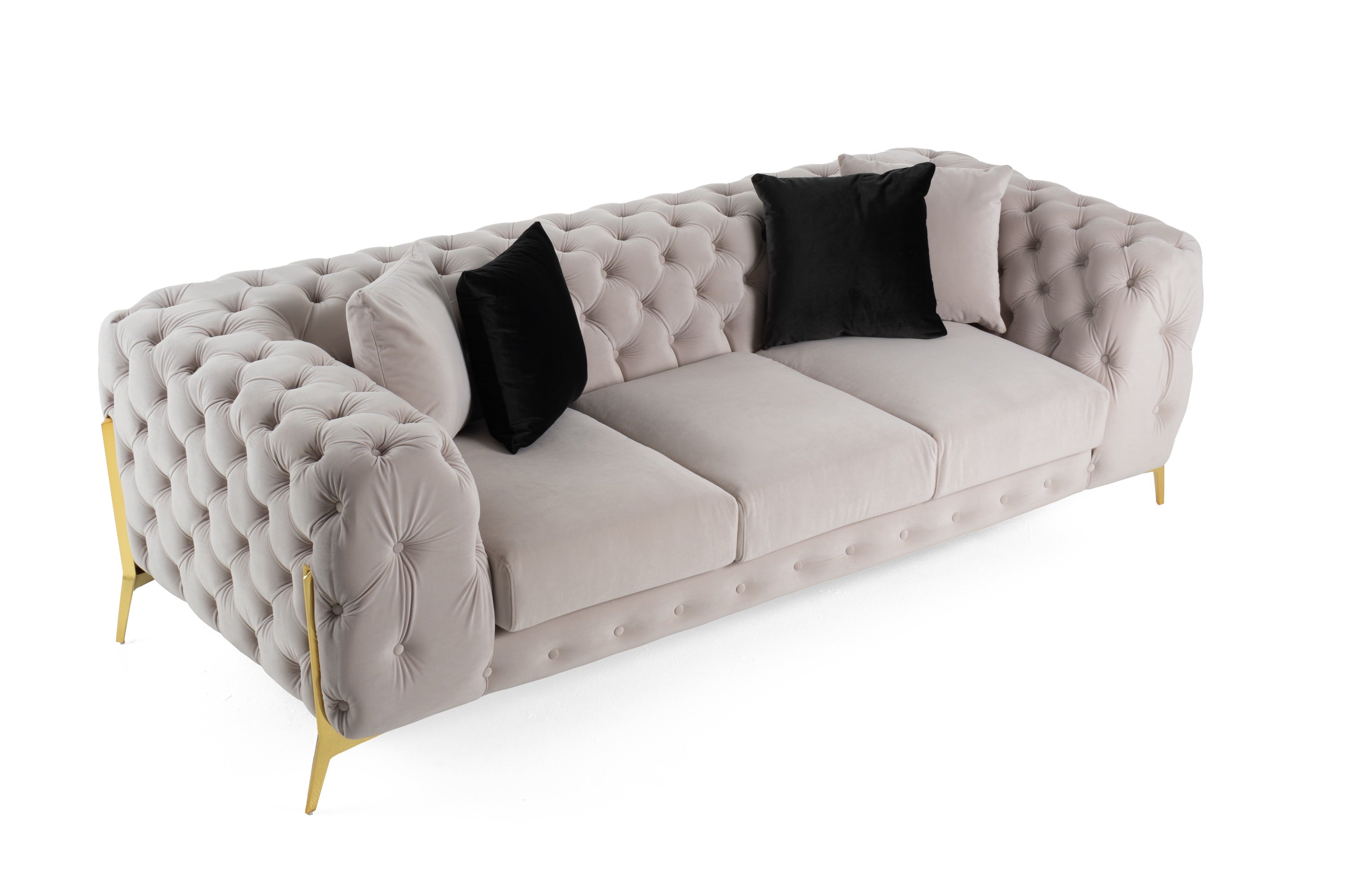 Clarice - Transitional Light Beige Velvet Sofa - image 2