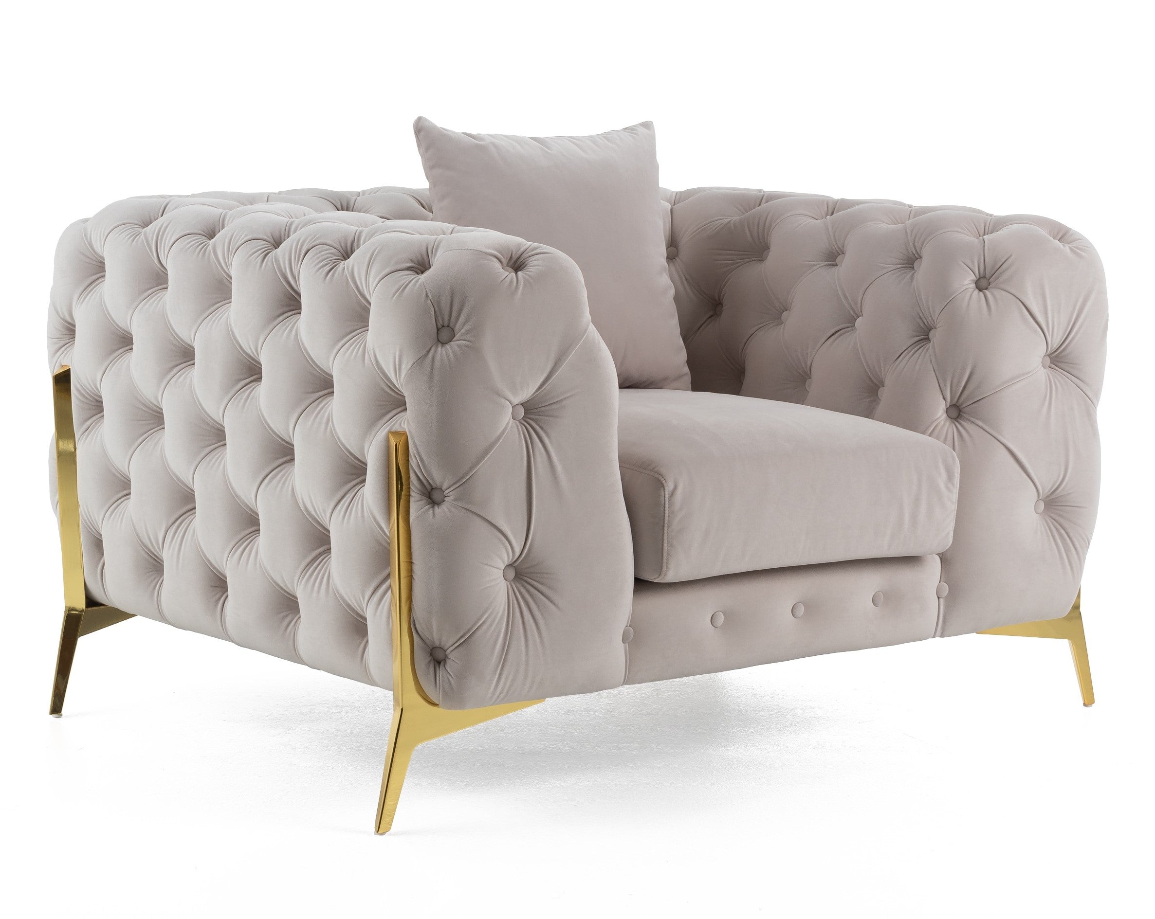 Clarice - Transitional Light Beige Velvet Chair - image 2