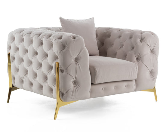 Clarice - Transitional Light Beige Velvet Chair - image 2