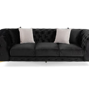 Clarice - Transitional Black Velvet Sofa