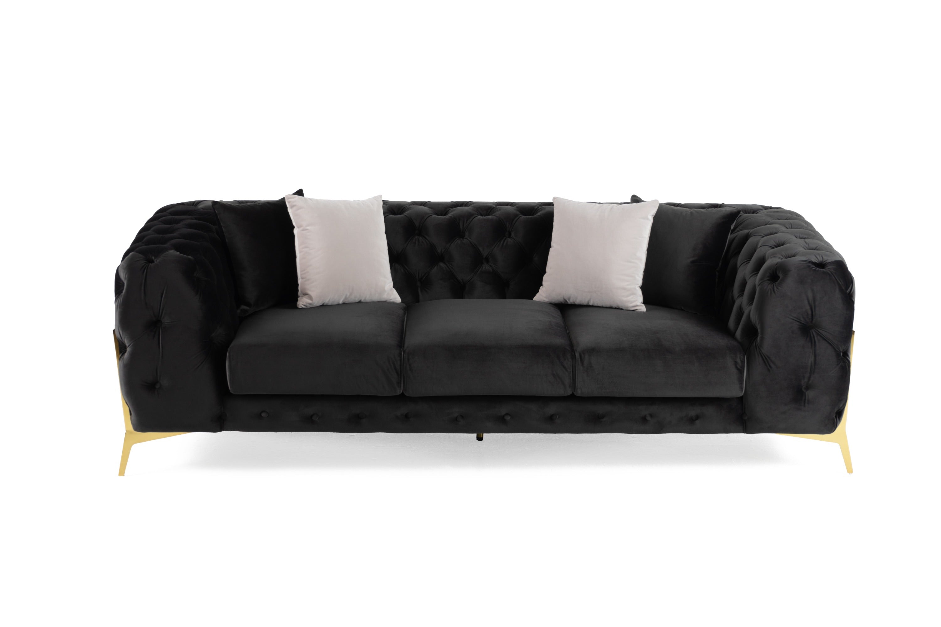 Clarice - Transitional Black Velvet Sofa
