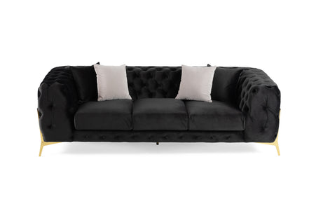 Clarice - Transitional Black Velvet Sofa
