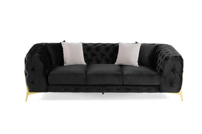 Clarice - Transitional Black Velvet Sofa