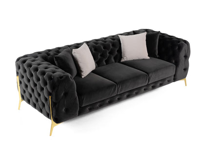 Clarice - Transitional Black Velvet Sofa - image 2