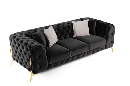 Clarice - Transitional Black Velvet Sofa - image 2