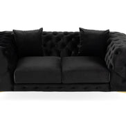 Clarice - Transitional Black Velvet Loveseat