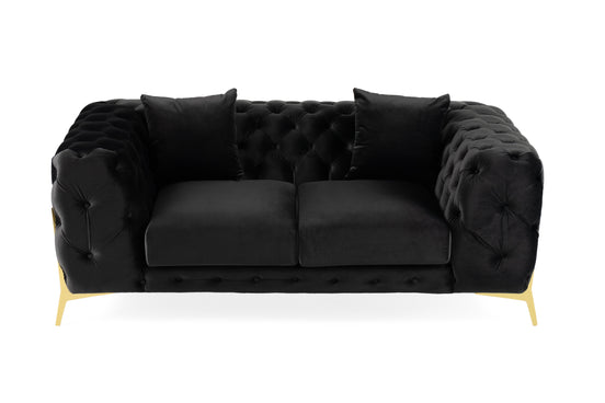 Clarice - Transitional Black Velvet Loveseat