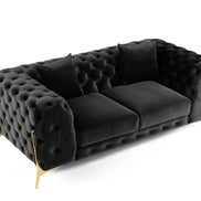 Clarice - Transitional Black Velvet Loveseat - image 2