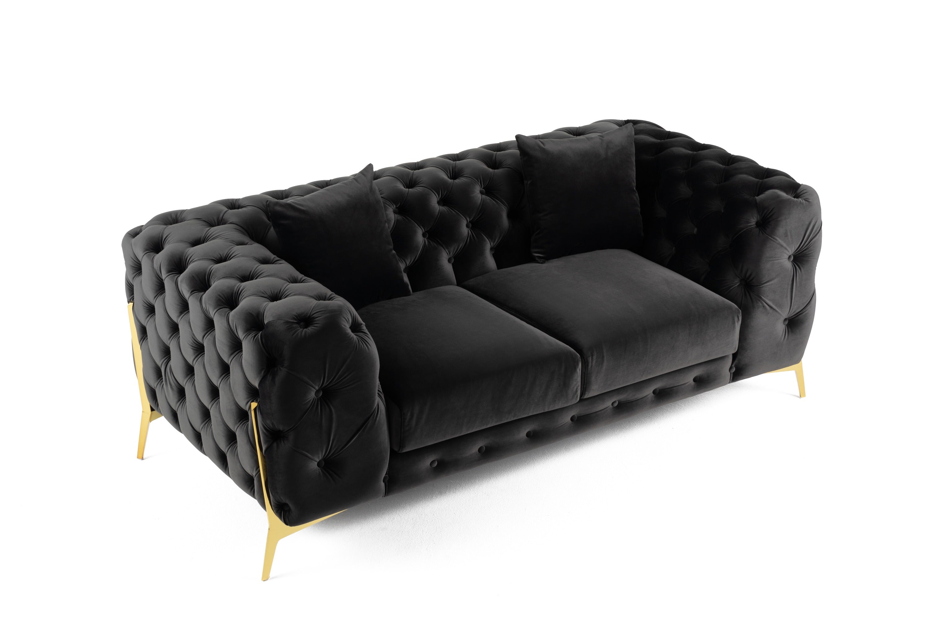 Clarice - Transitional Black Velvet Loveseat - image 2