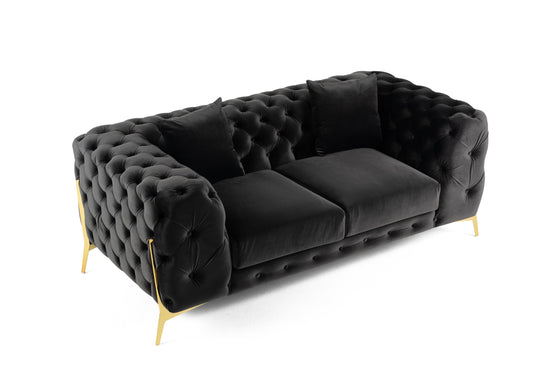 Clarice - Transitional Black Velvet Loveseat - image 2