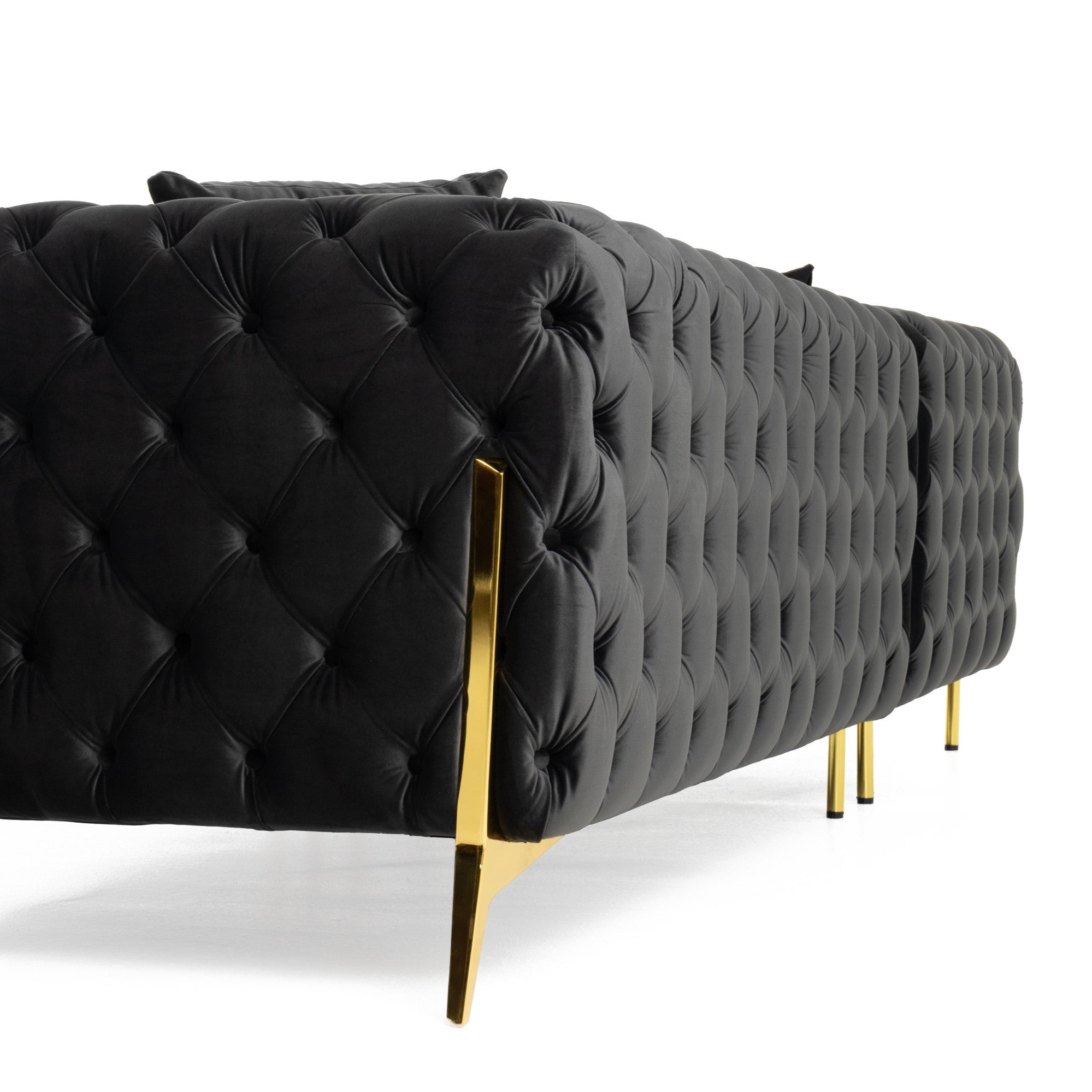 Clarice - Transitional Black Velvet Sectional Sofa - image 5