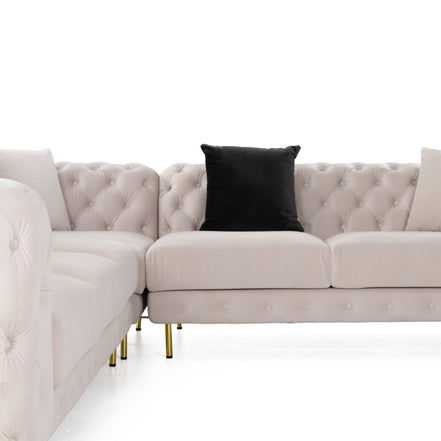 Clarice - Transitional Light Beige Velvet Sectional Sofa - image 4