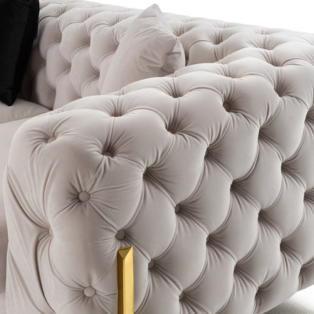Clarice - Transitional Light Beige Velvet Sectional Sofa - image 5