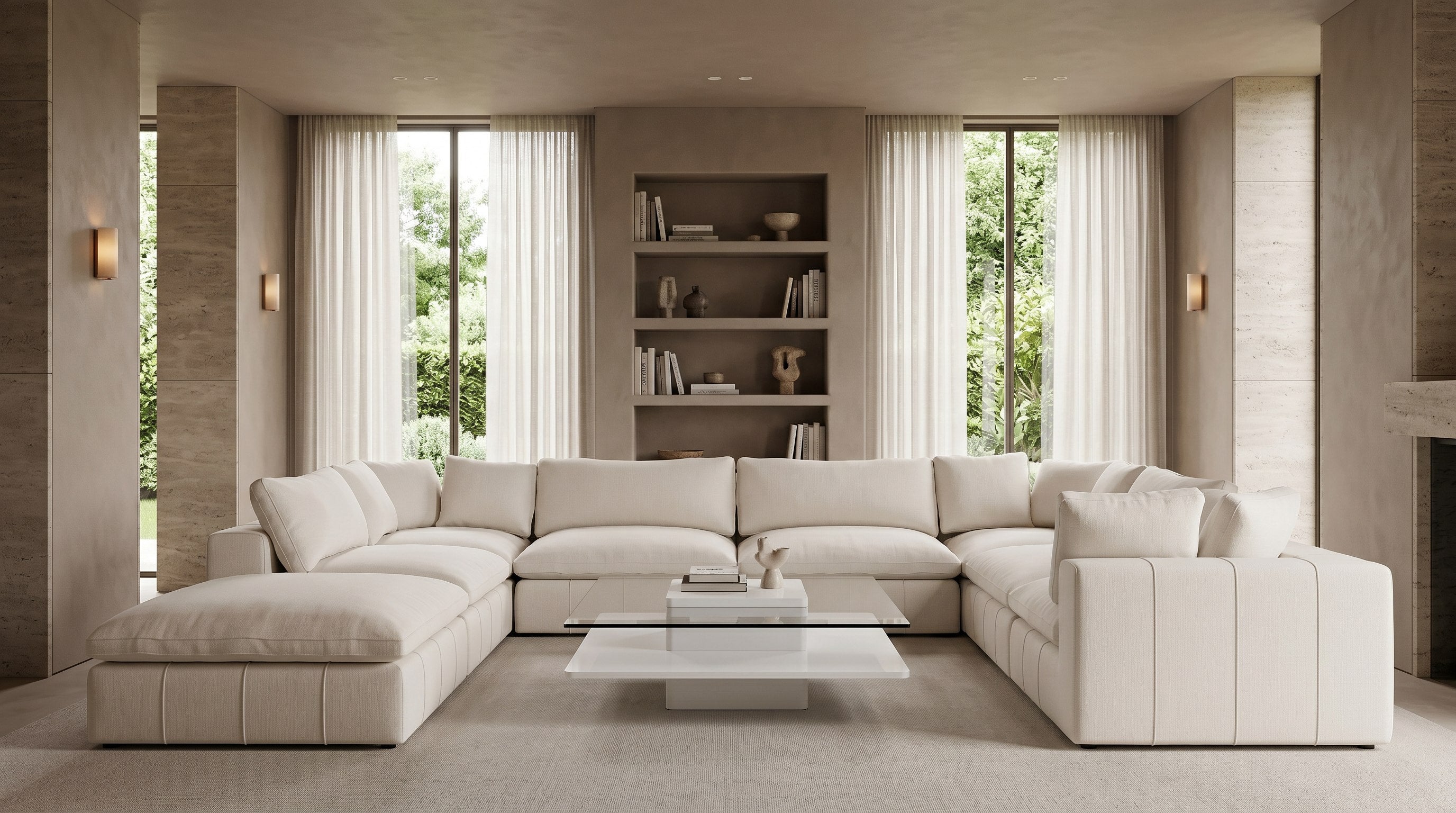 Clarion - Modern White & Clear Glass Coffee Table - image 4