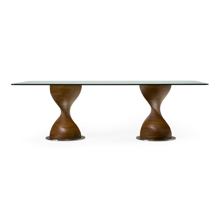 Cleveland - Contemporary Glass and Walnut Dining Table - image 4