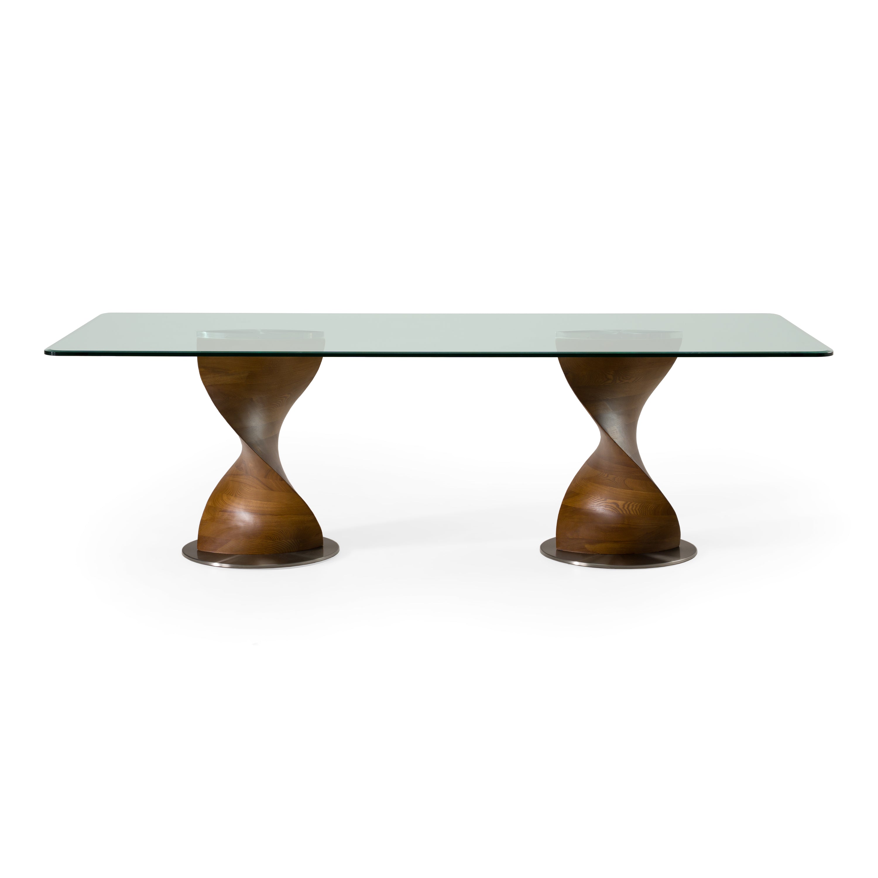Cleveland - Contemporary Glass and Walnut Dining Table - image 5