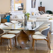 Cleveland - Contemporary Glass and Walnut Dining Table - image 3