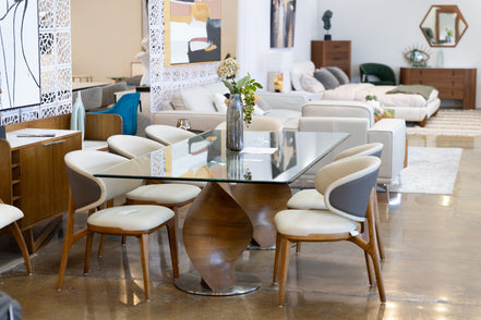 Cleveland - Contemporary Glass and Walnut Dining Table - image 3