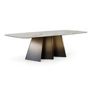 Clifford - Contemporary White Ceramic + Brushed Bronze Dining Table - image 4