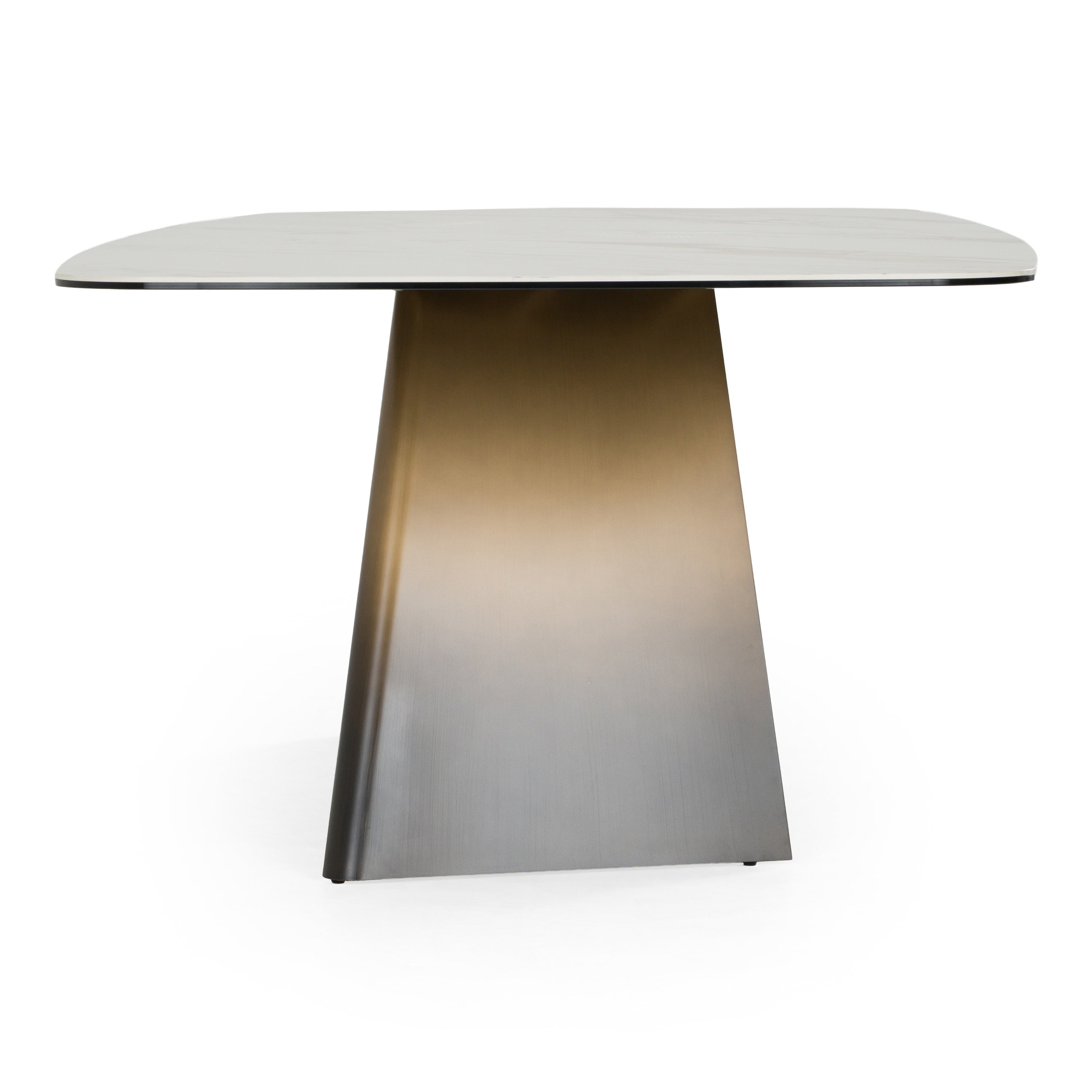 Clifford - Contemporary White Ceramic + Brushed Bronze Dining Table - image 5
