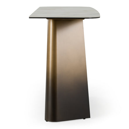 Clifford - Contemporary White Ceramic + Brushed Bronze Console Table - image 5
