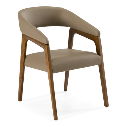 Clive Mid-Century Taupe & Walnut Dining Chair - image 2