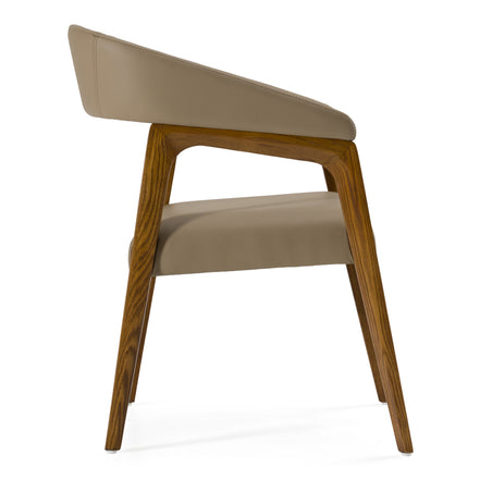 Clive Mid-Century Taupe & Walnut Dining Chair - image 3