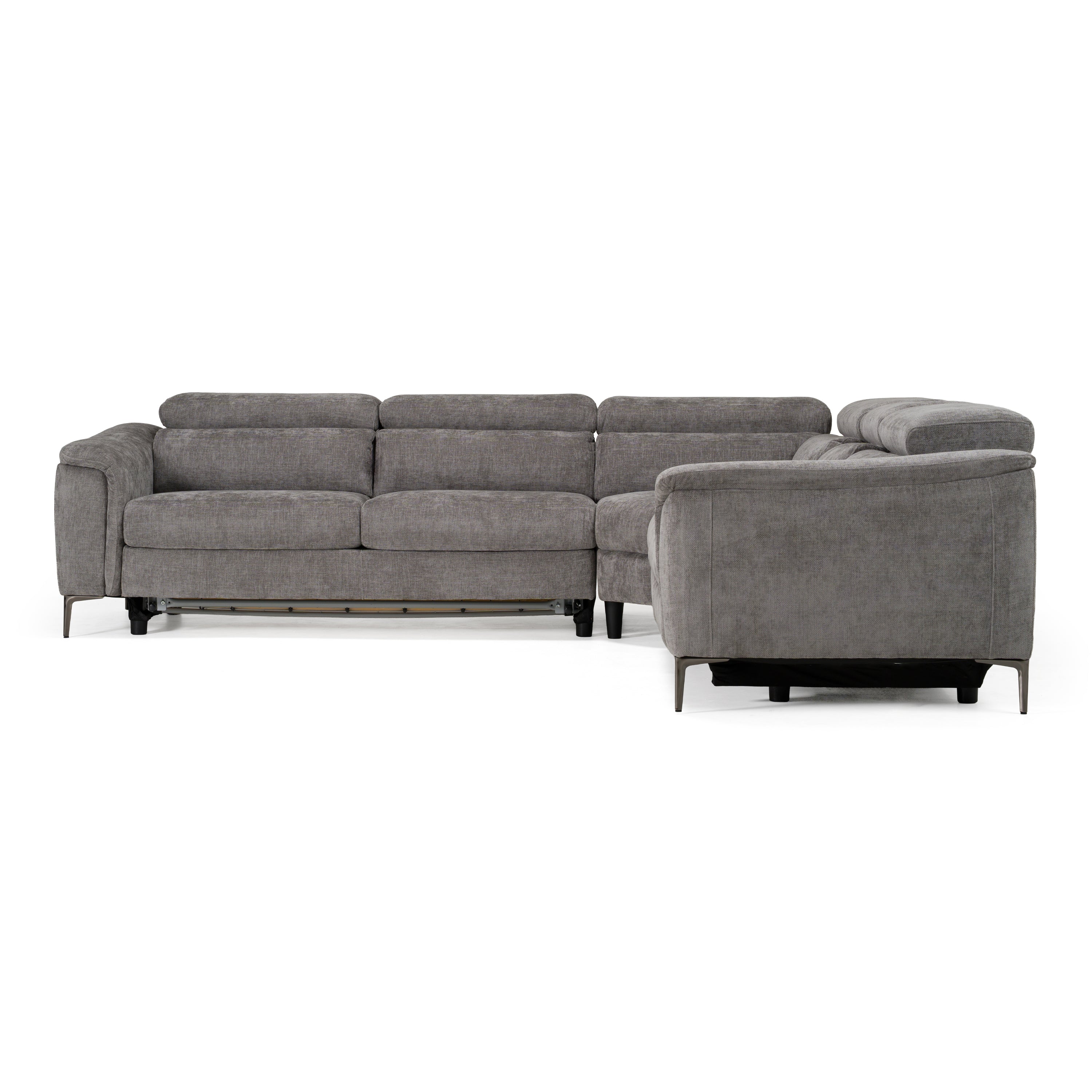 Coffman - Modern Grey Fabric Sectional Sofa w/ Sofa Bed + Recliner - image 2