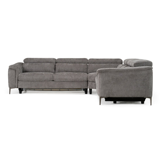Coffman - Modern Grey Fabric Sectional Sofa w/ Sofa Bed + Recliner - image 2