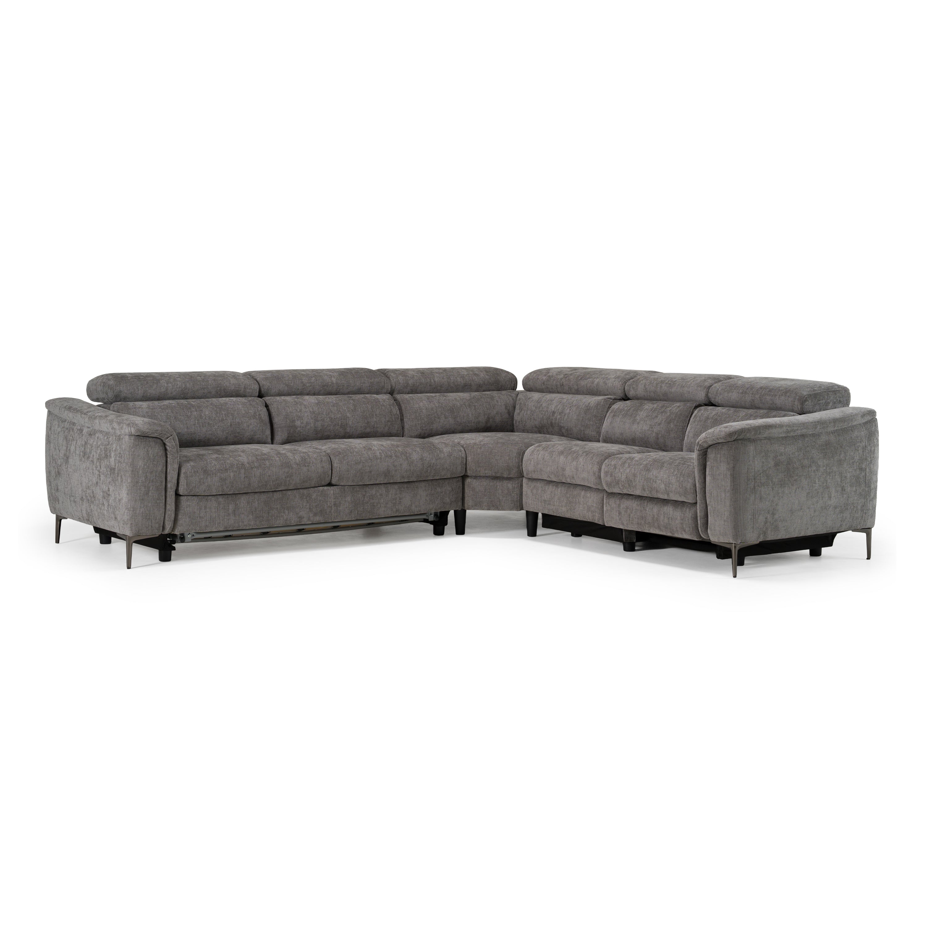 Coffman - Modern Grey Fabric Sectional Sofa w/ Sofa Bed + Recliner