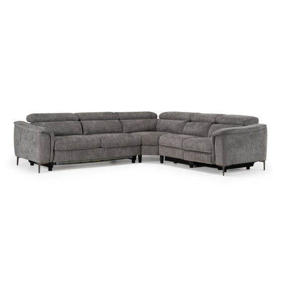 Coffman - Modern Grey Fabric Sectional Sofa w/ Sofa Bed + Recliner