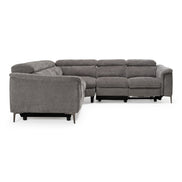 Coffman - Modern Grey Fabric Sectional Sofa w/ Sofa Bed + Recliner - image 4